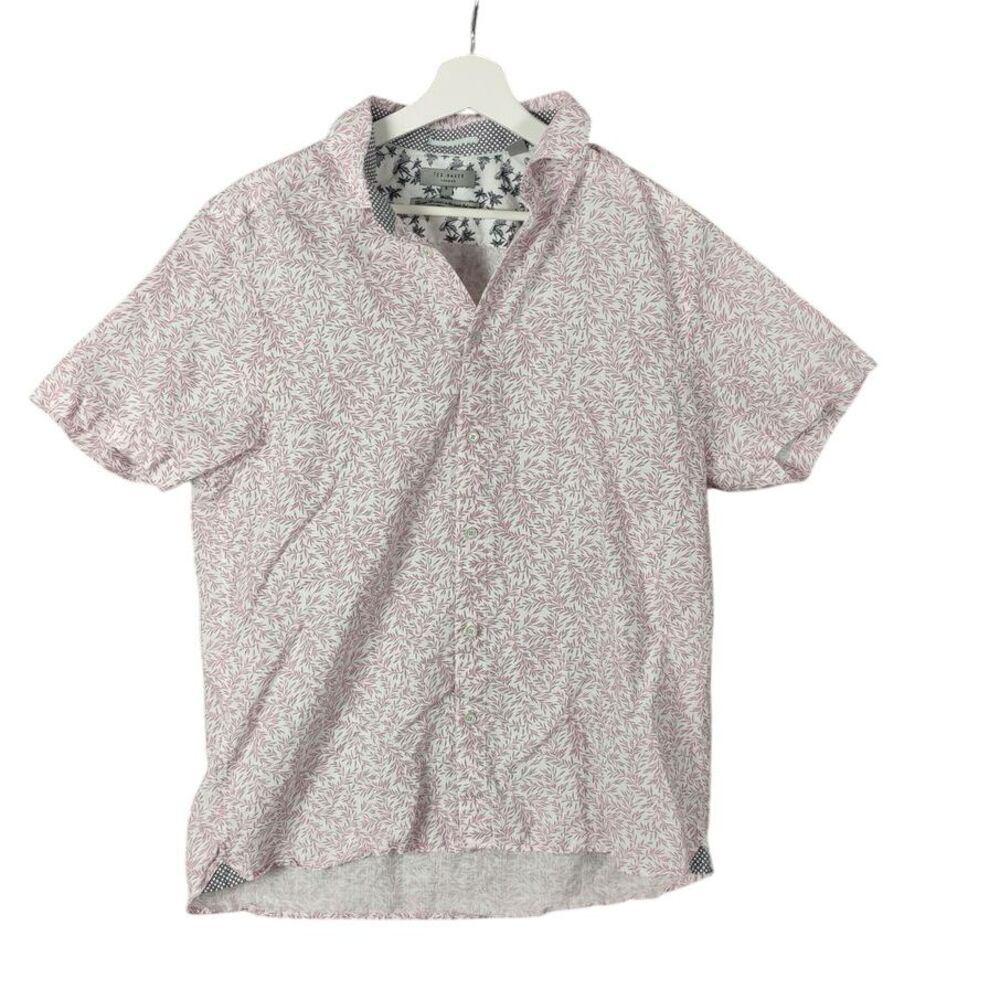 Ted Baker Linen Floral Short Sleeve Button‎ Up Shirt Men SZ 5 US XL Resort Beach